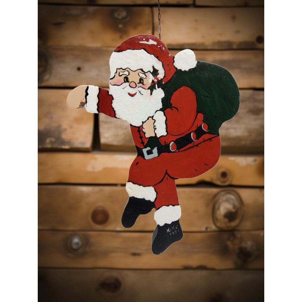 vintage kiki keepsake collection 1991 handcrafted wooden santa claus figurine